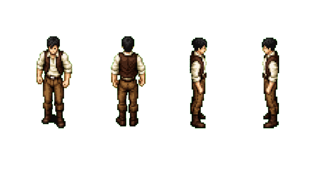 Sprite del protagonista Rico visto da quattro direzioni